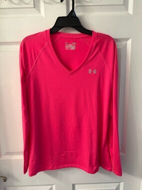 Under Armour Women's Long Sleeve V-Neck Top - Hot Pink
